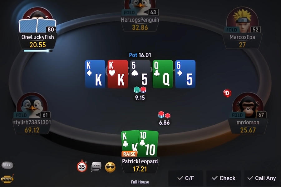 A Texas Hold’em table in the CoinPoker software